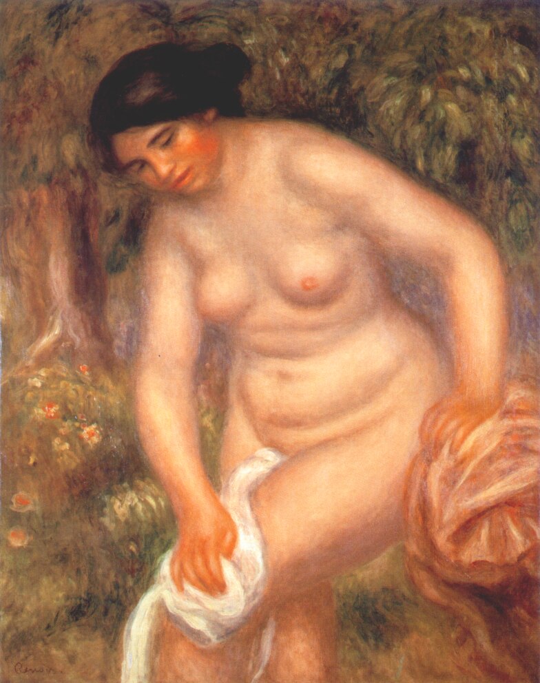 Bather Drying Herself - Pierre-Auguste Renoir painting on canvas